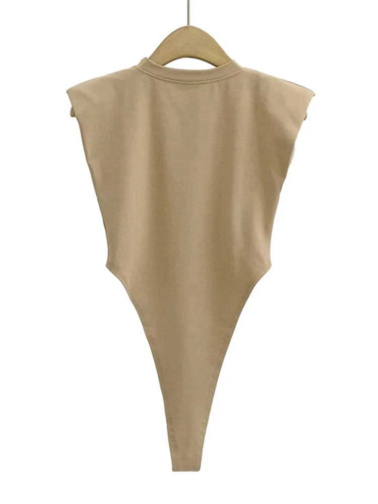 Bodycon bodysuit padded shoulder