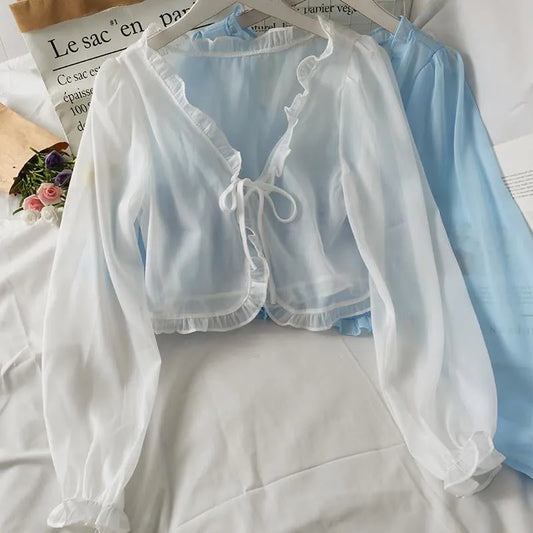 Casual Lace Bow Summer Blouse
