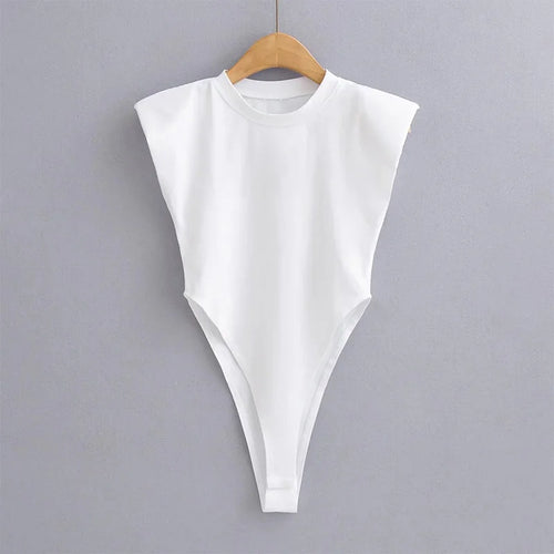 Bodycon bodysuit padded shoulder