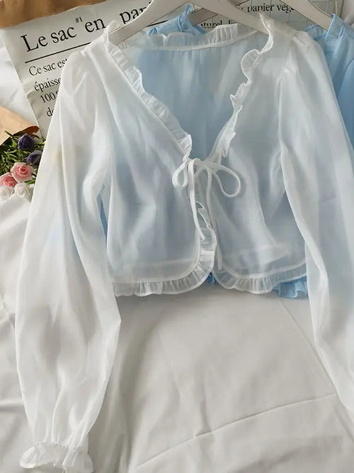 Casual Lace Bow Summer Blouse