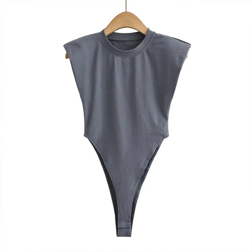 Bodycon bodysuit padded shoulder