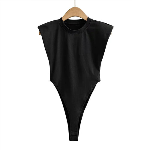 Bodycon bodysuit padded shoulder