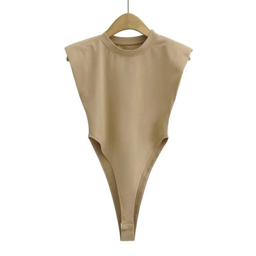 Bodycon bodysuit padded shoulder