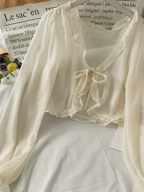 Casual Lace Bow Summer Blouse