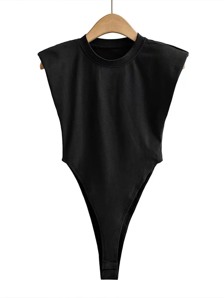 Bodycon bodysuit padded shoulder