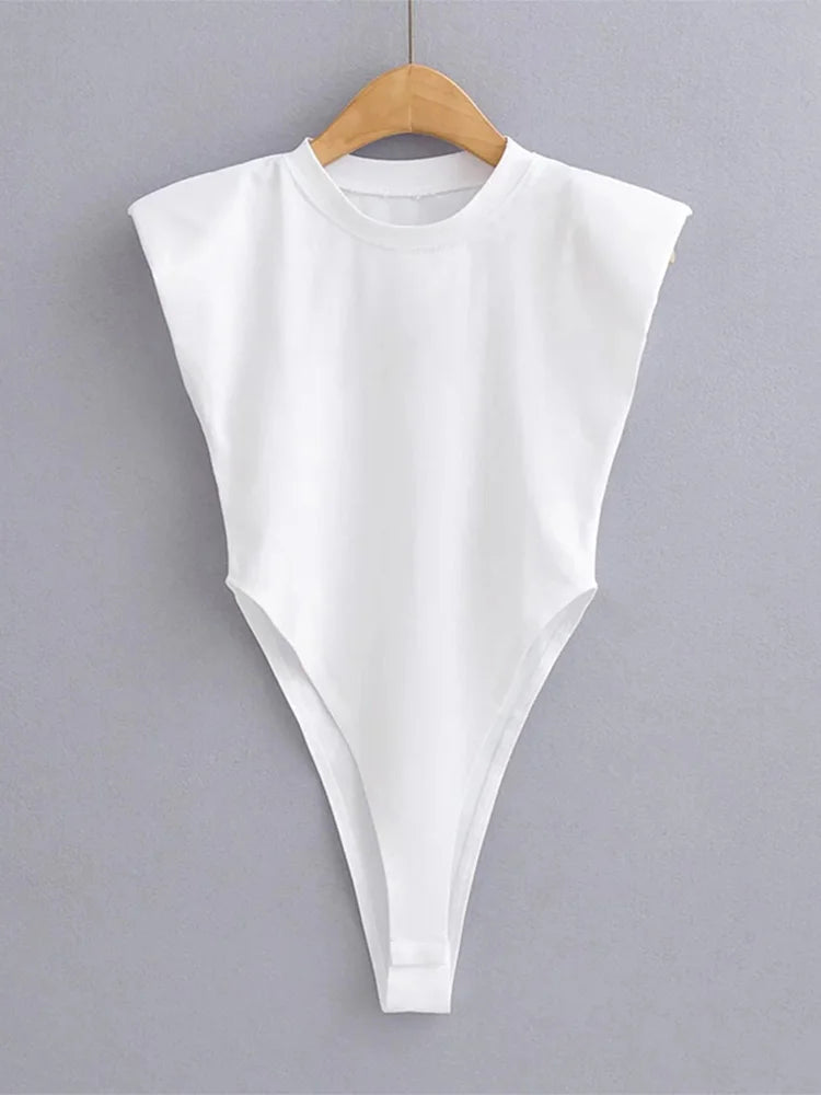 Bodycon bodysuit padded shoulder