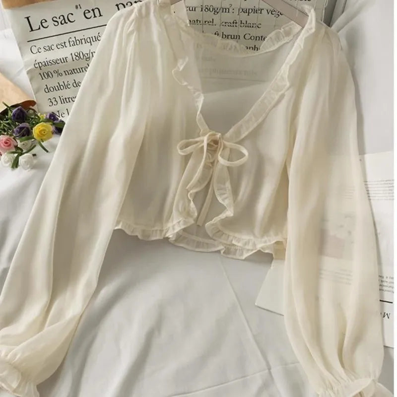Casual Lace Bow Summer Blouse