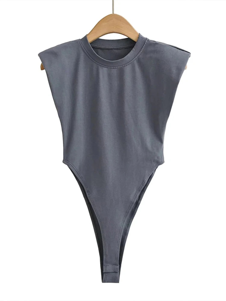 Bodycon bodysuit padded shoulder