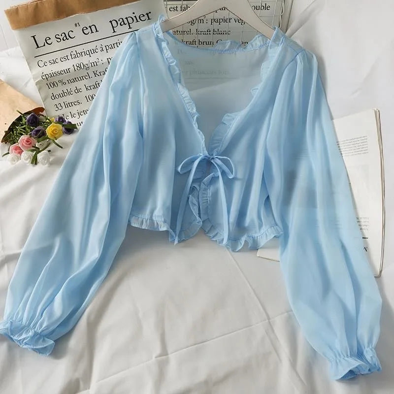 Casual Lace Bow Summer Blouse