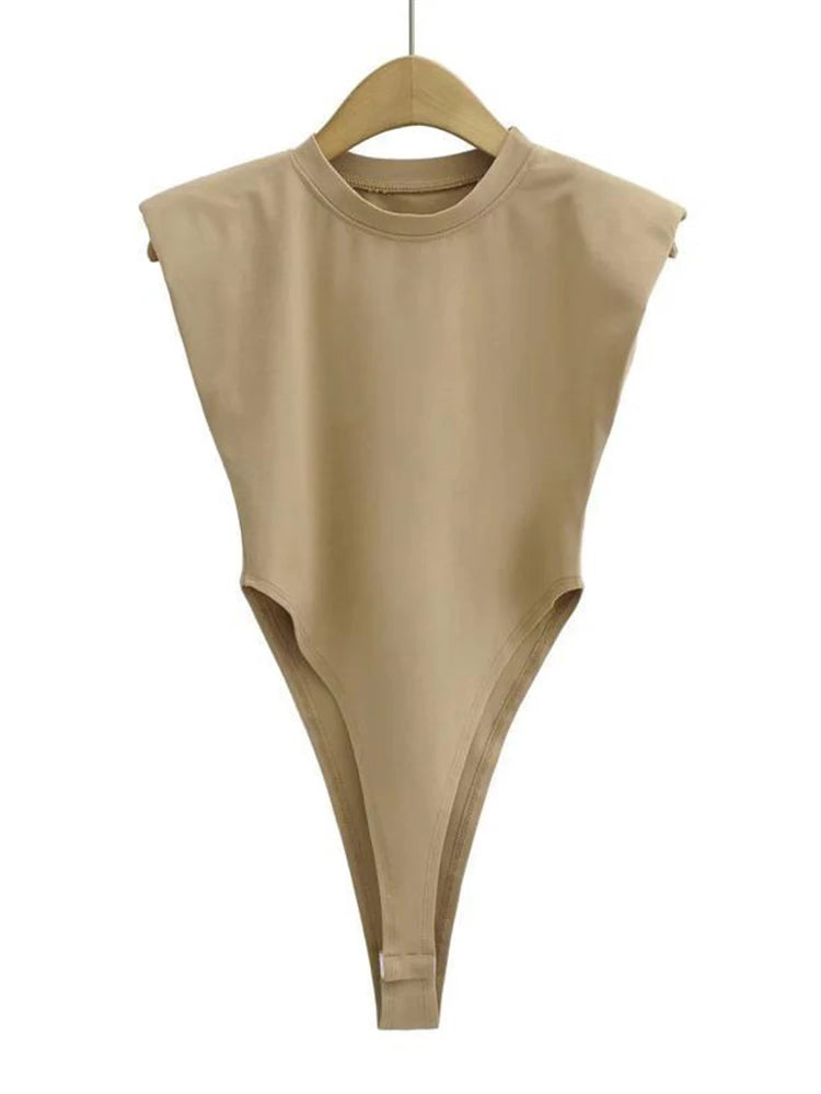 Bodycon bodysuit padded shoulder