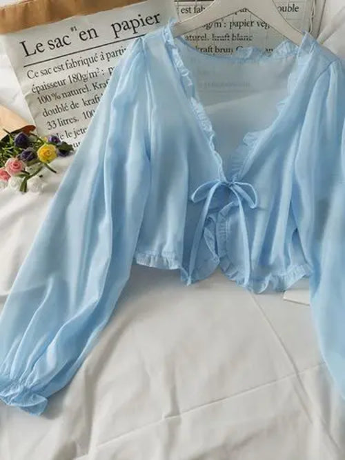 Casual Lace Bow Summer Blouse