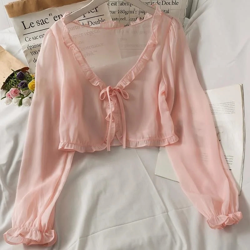 Casual Lace Bow Summer Blouse